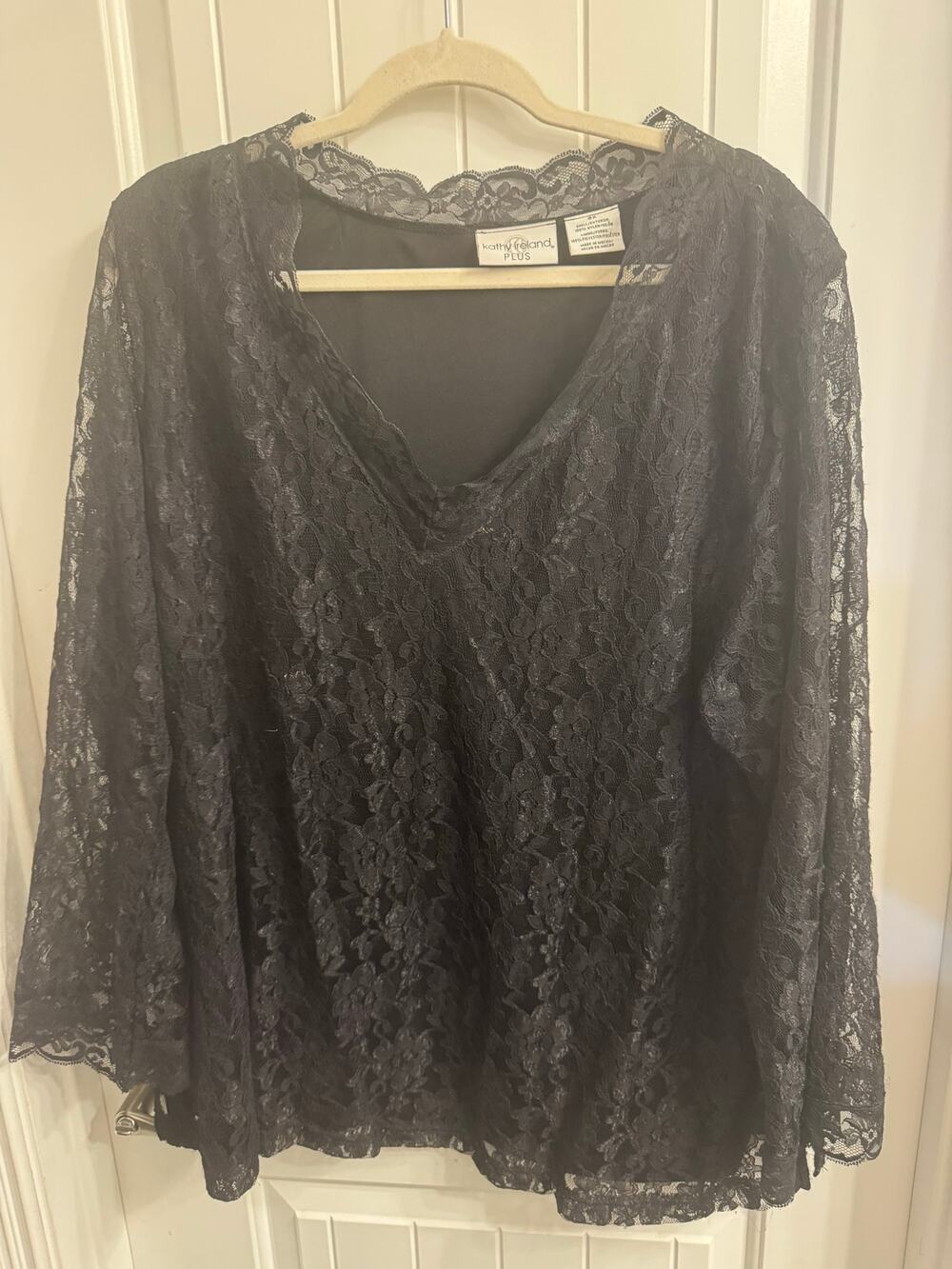 Kathy Ireland Plus Size 3X Black Lace Top